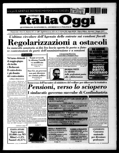 Italia oggi : quotidiano di economia finanza e politica